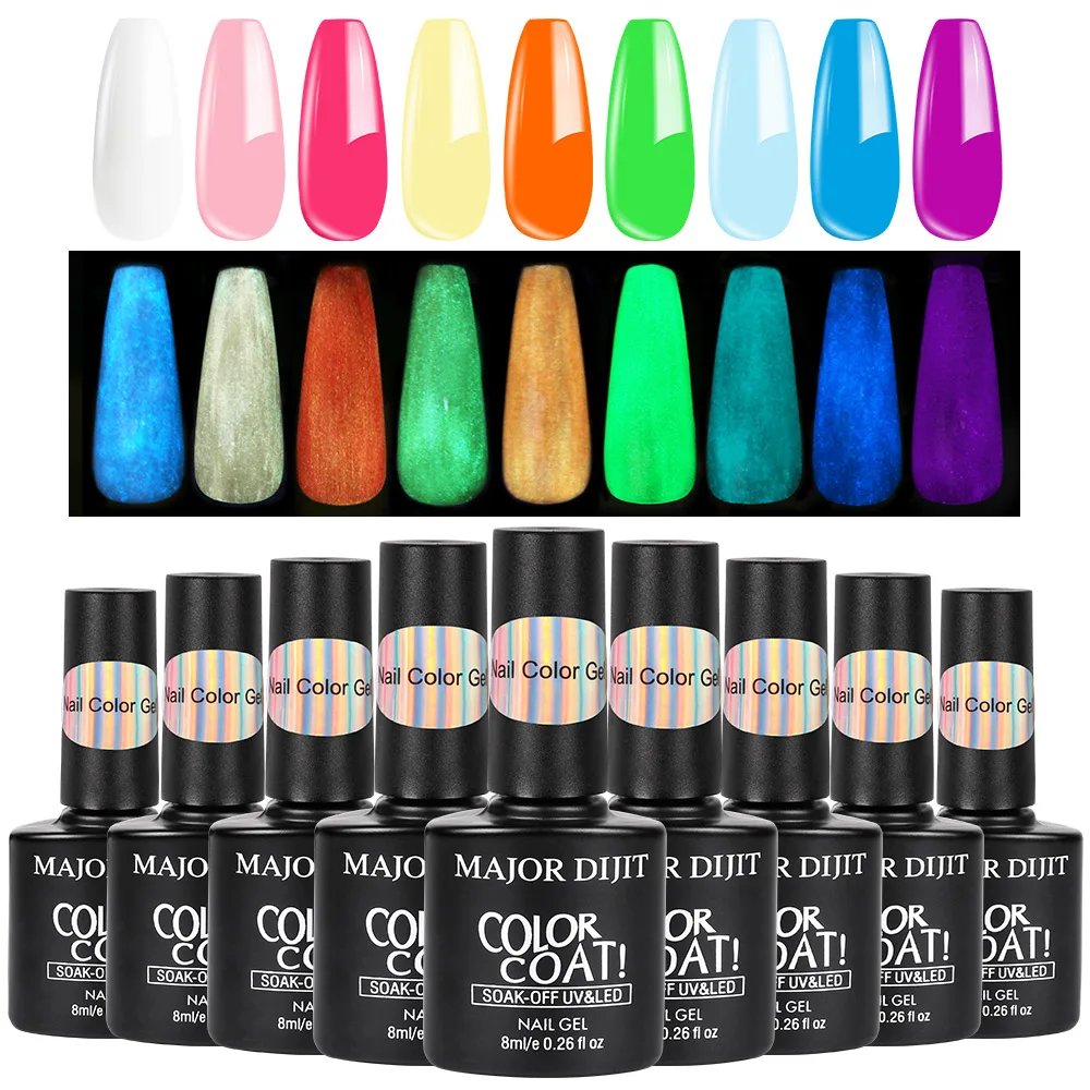 Major Dijit-esmalte de Gel fluorescente para uñas, barniz para capa superior Base, color verde, amarillo neón, LED UV, para verano