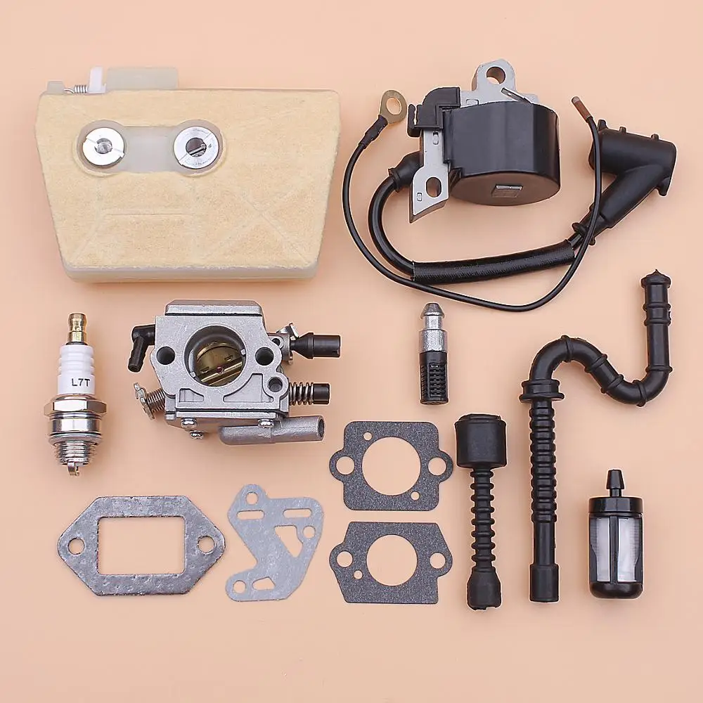 Bobina de encendido del carburador para motosierra Stihl 038, MS380, MS381, filtro de aceite y combustible de aire, Kit de juntas de bujía, 1119, 120, 0650