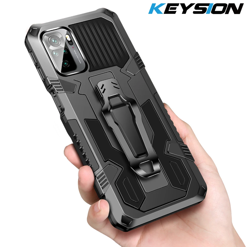 

KEYSION Shockproof Case for Redmi Note 10 Pro 10S 10T 9S 9A 9T 8 7 K40 Stand Phone Cover for Xiaomi Mi 11i POCO F3 X3 NFC M3 Pro