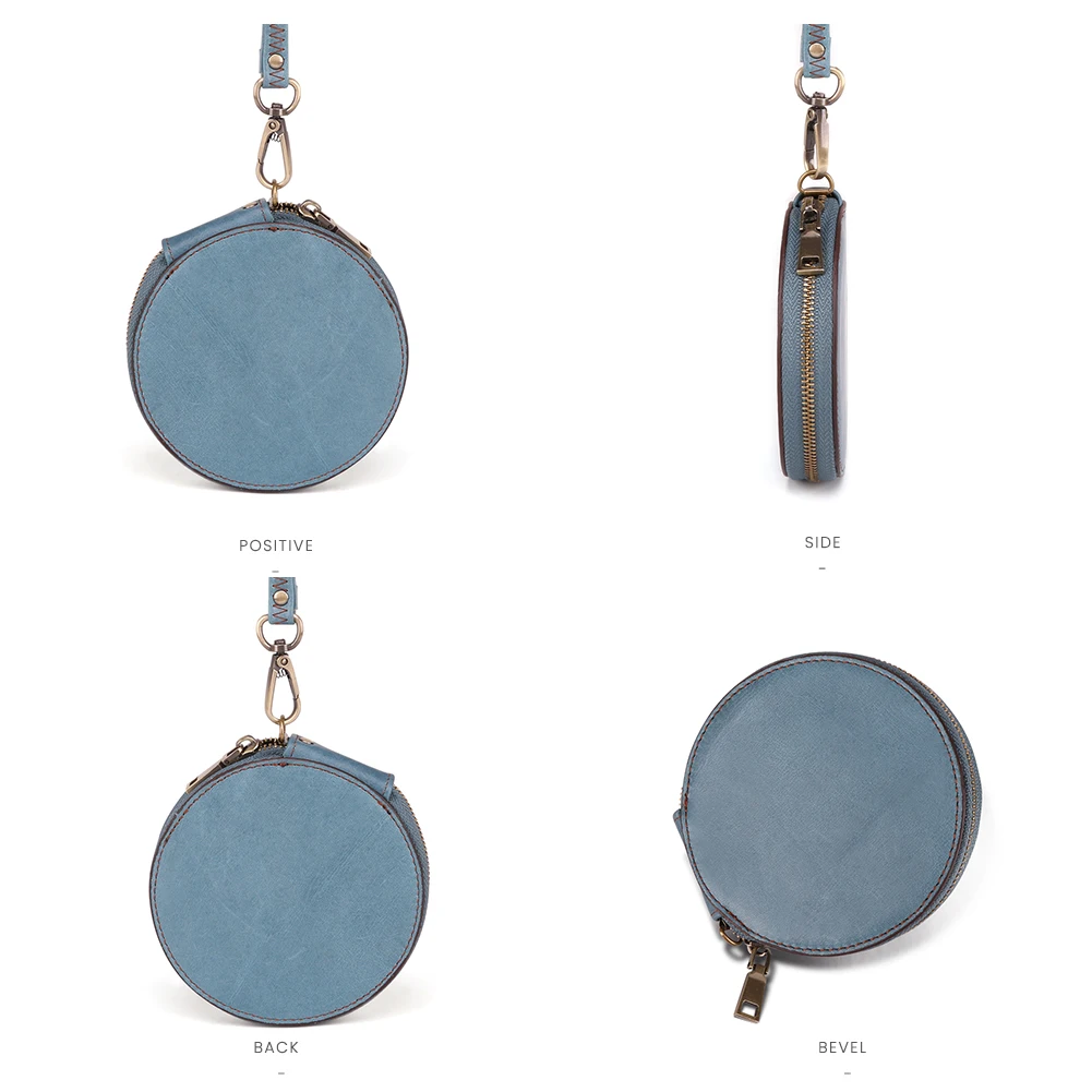 JOGUJOS-monedero redondo de cuero genuino para mujer, monedero pequeño de piel auténtica, RFID, tarjetero, nuevo diseño
