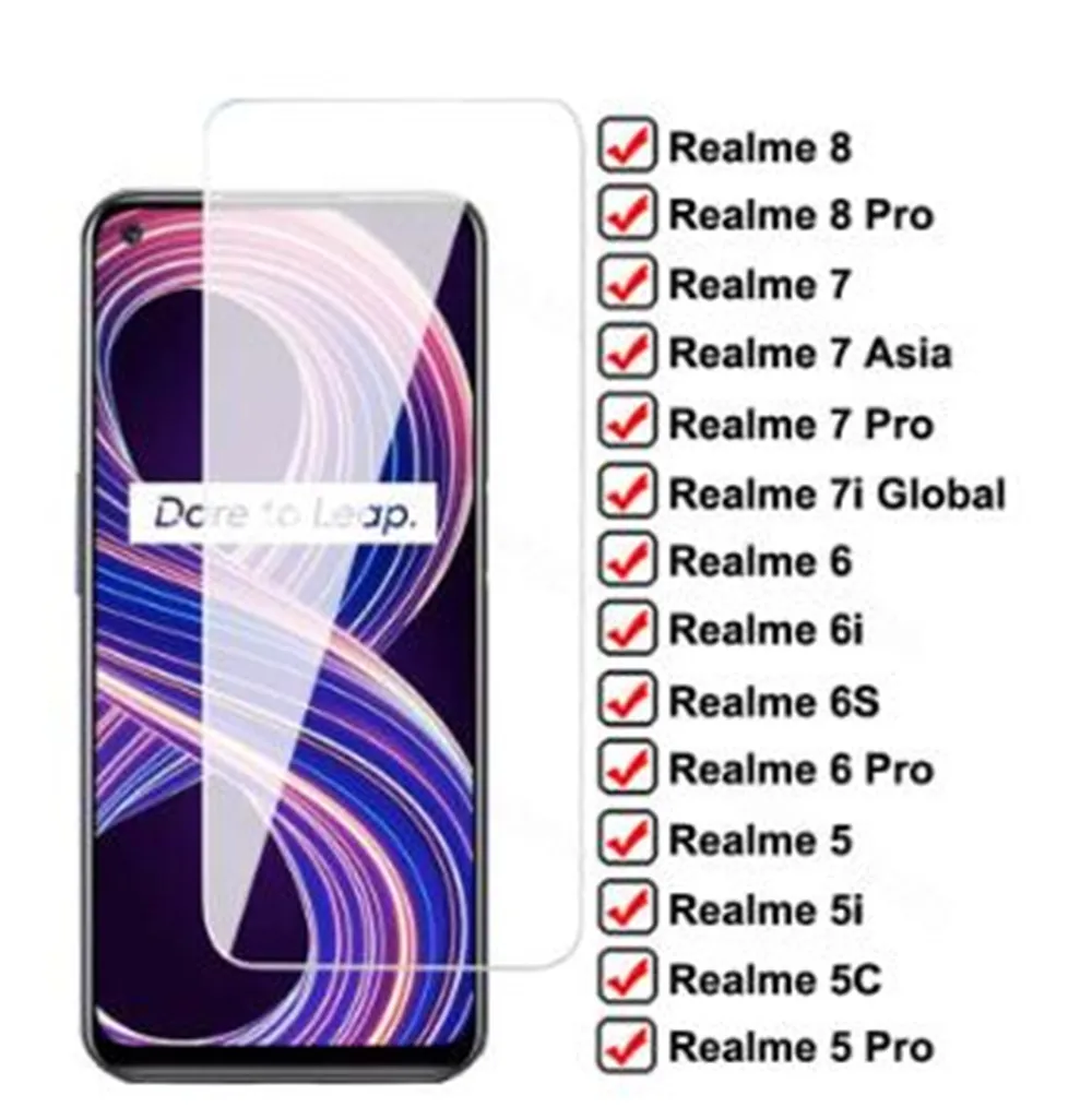 Protective Glass For Realme 8 7 6 5 Pro 5S 6S 7 Asia Tempered Screen Protector For real me 5i 6i 7i Global Glass Film