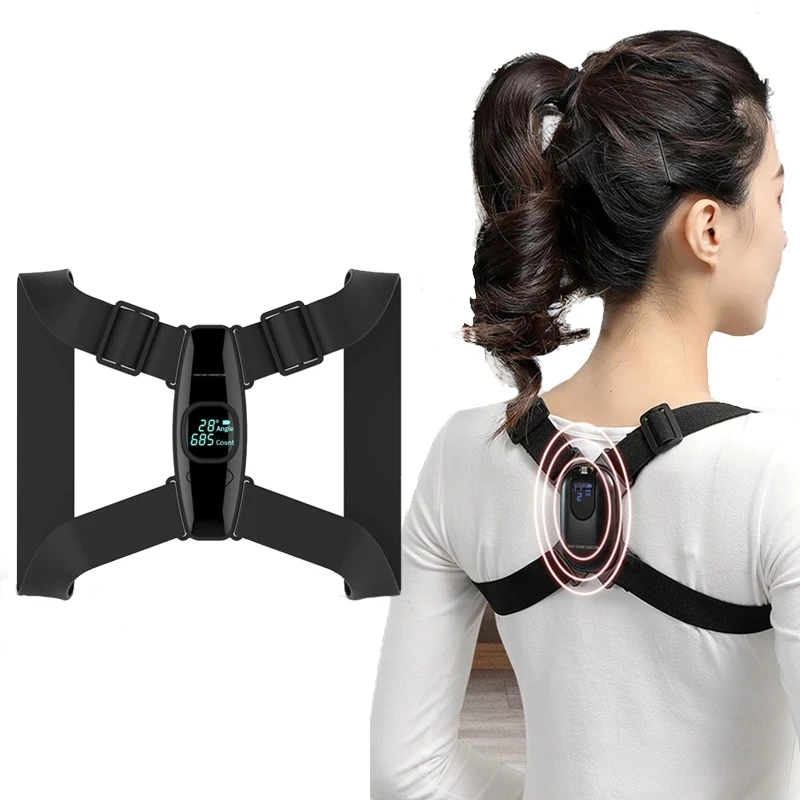 Smart Back Support Back Posture Corrector Intelligent Angle Sensor Vibration Reminder USB Charging LED Screen Children Adults