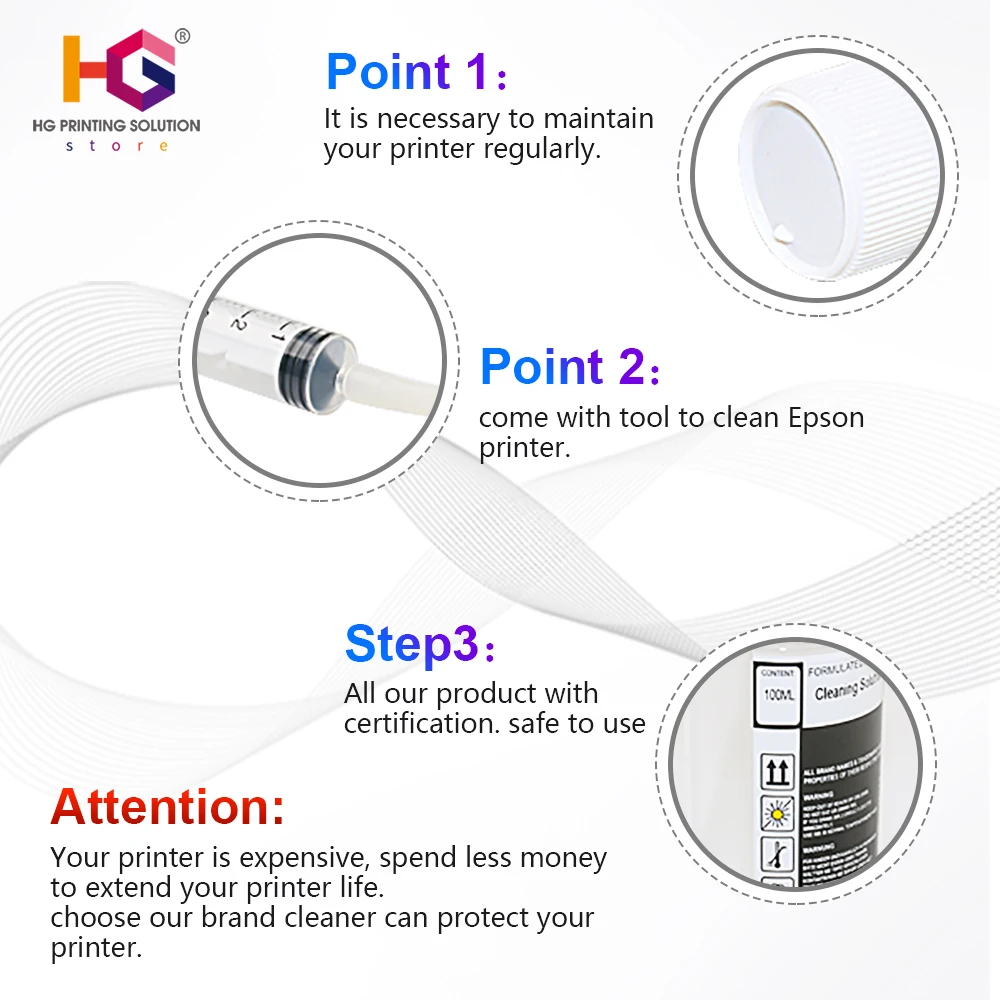 Printer Head cleaner cleaning kit solution liquid fluid for HP EPSON CANON BROTHER Printer for hp 302 301 652 for espon