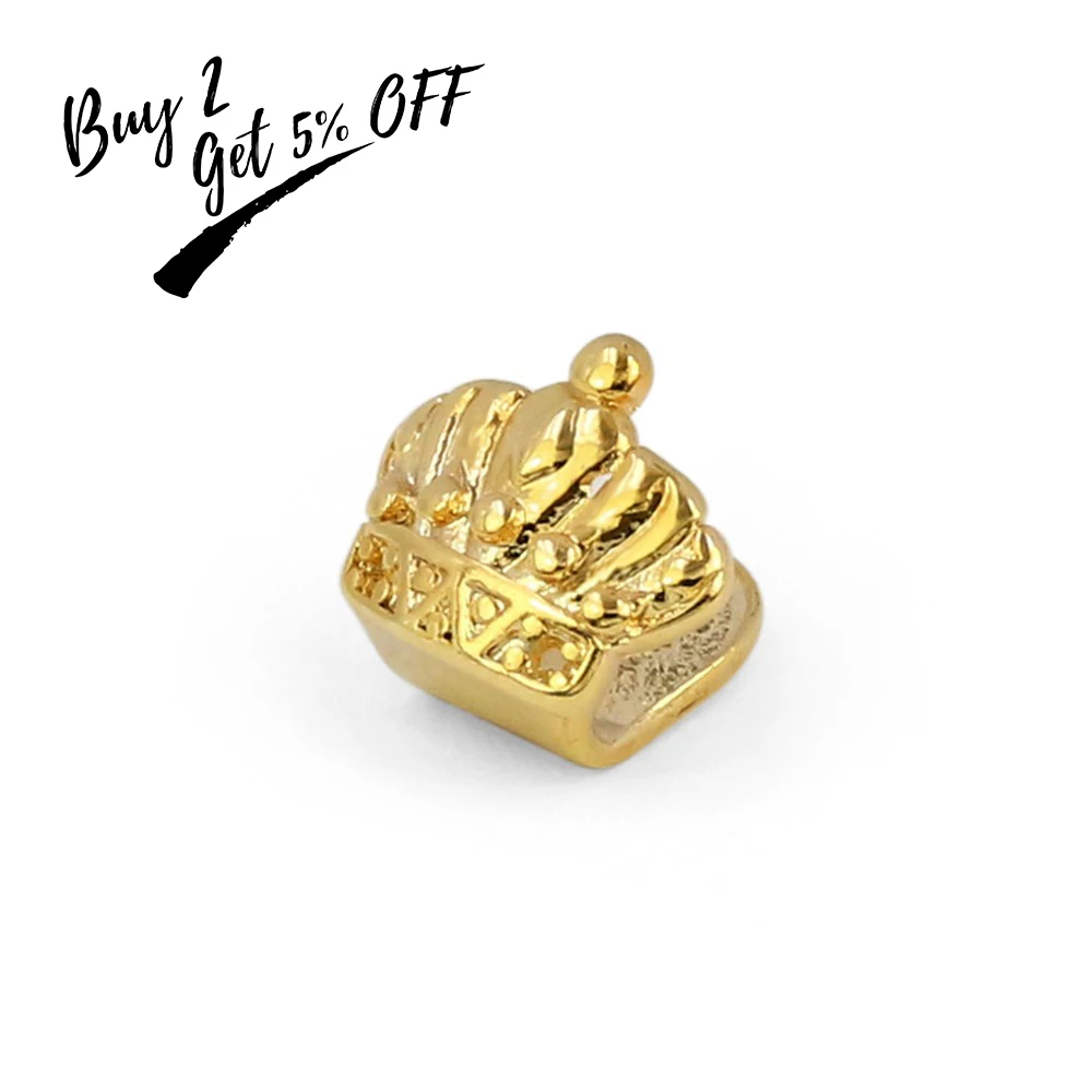 TOPGRILLZ Grillz لون الذهب الأصفر مطلي تاج واحد الأسنان الكلاب أسنان واحدة العلوي الهيب هوب الأعلى الأنياب الشوايات المجوفة #2