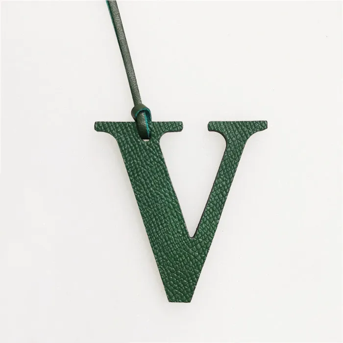 Leather English Letters Charm V Character Bag Pendant