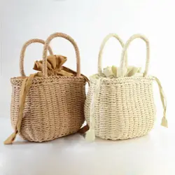 Hot Women Straw  Bags Woven Bag Summer Beach Rattan Shoulder Bag Bamboo Bag Handbag