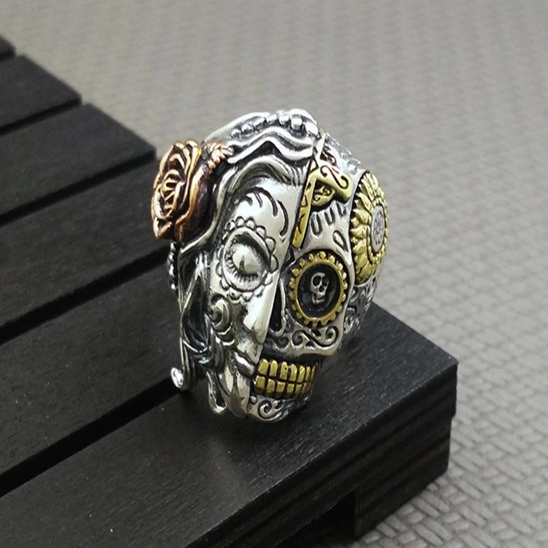 Fashion Punk Ring For Men Double Personality Skull Goddess Vintage Rings Rock Accessories Party Gift Jewelry