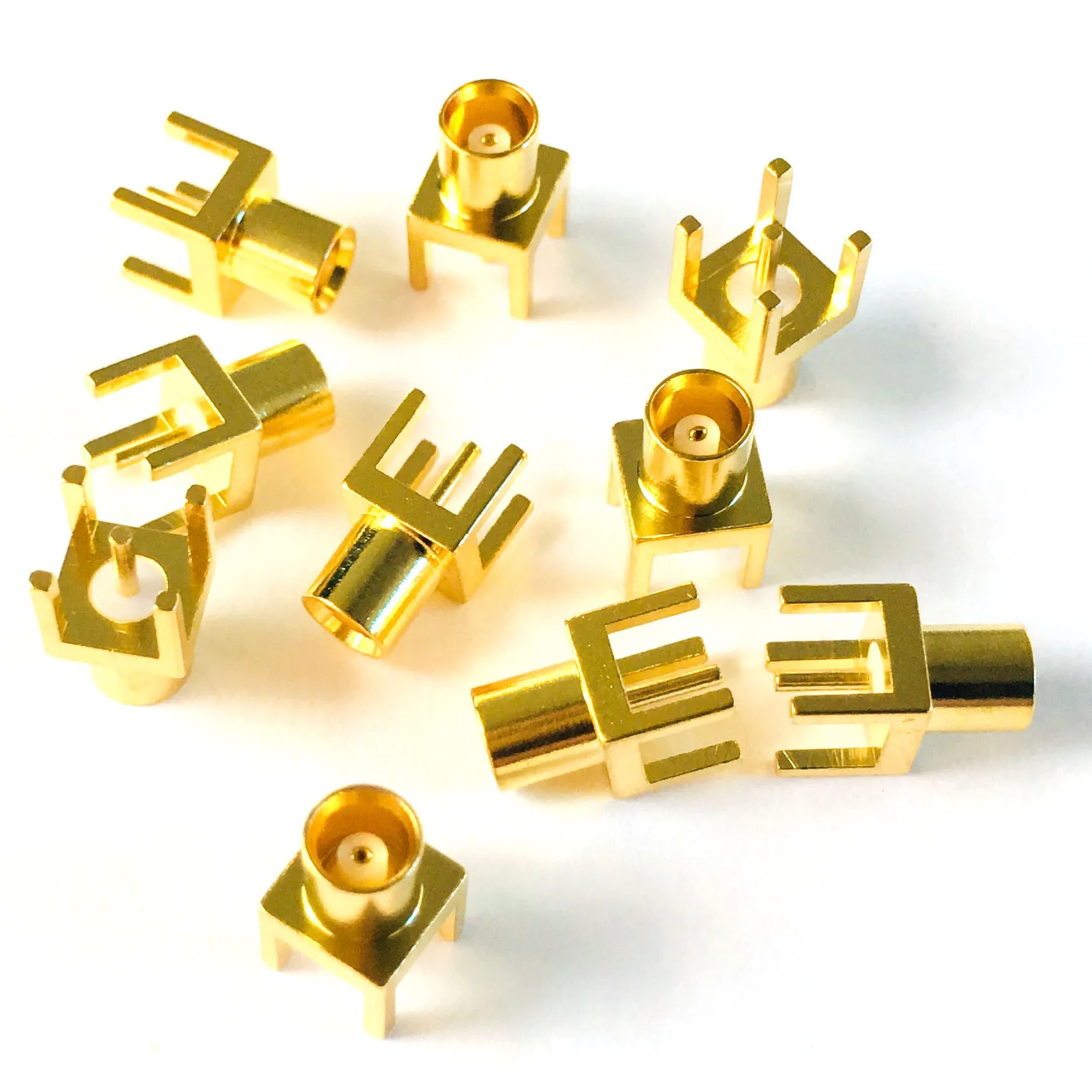 

100PCS Copper Gold-plated 50ohm MCX female straight Socket RF COAXIAL PCB mount