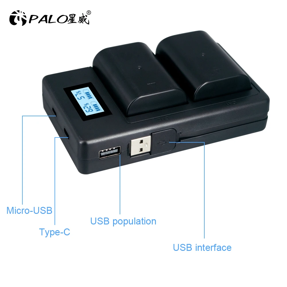 PALO 2200mAh DMW-BLF19 Digital Camera Battery DMW BLF19+LCD 2USB Charger Panasonic Lumix GH3 GH4 GH5 G9 DMW-BLF19E Mobile Power