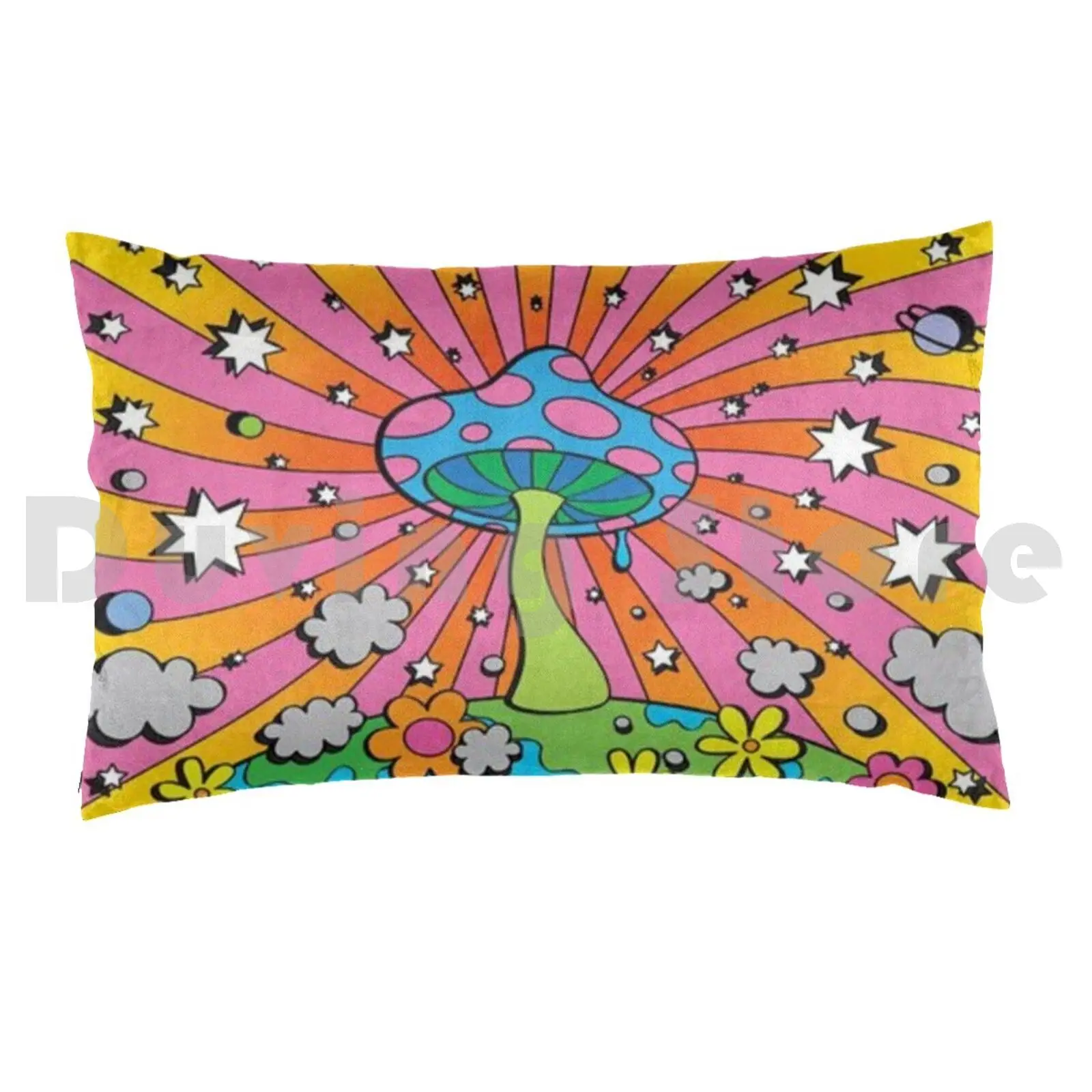 Y2k Mushroom Aesthetic Pillow Case DIY 50*70 60s 70s 80s 90s 2000s Y2k Indie Green Pink Yellow Rainbow