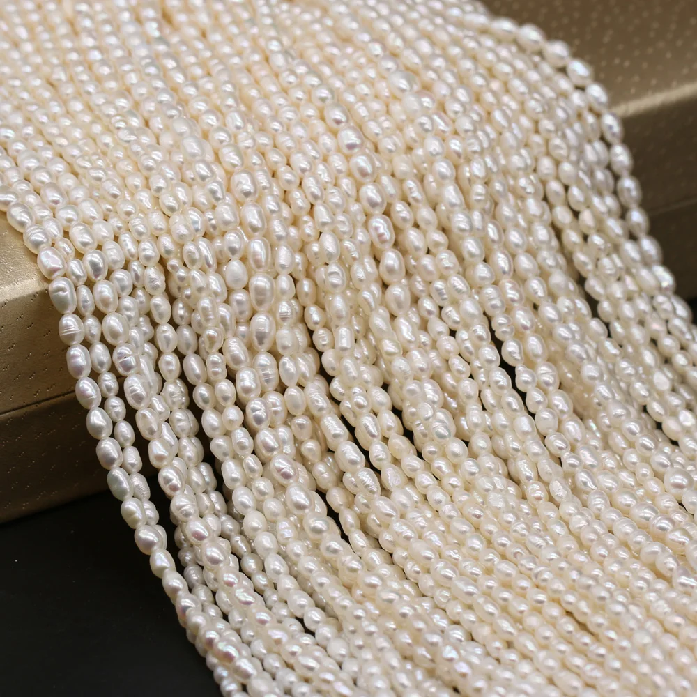 

Fashion Charm Pearl Loose Beads Natural Rice Freshwater Pearls for DIY Handmade Necklace Bracelet Jewelry Making Findings 36cm