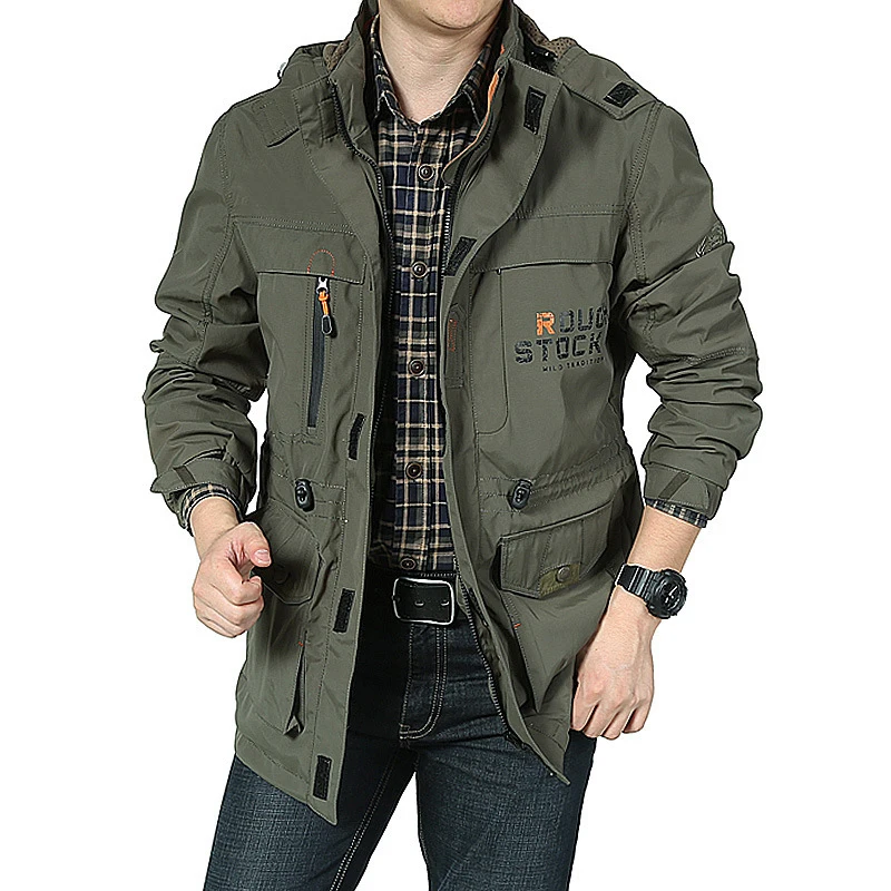 Jaquetas masculinas outwear casual caminhadas blusão casacos com capuz moda exército carga bombardeiro jaquetas roupas masculinas