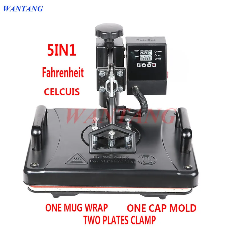 Fastshipping 5 in1 12*15 inch 30*38CM Heat Press Machine Thermal Transfer Machine for tshirts plates mugs cases bags pads