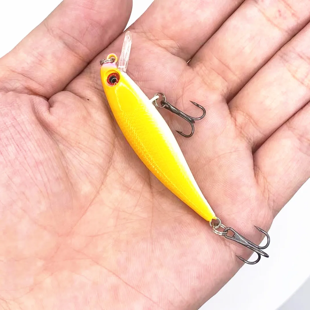 Minnow lure with 3D eyes for fishing, hard plastic bait, artificial jig, wobblers, crankbait, quality, 6.5cm/4.5G, 1 part