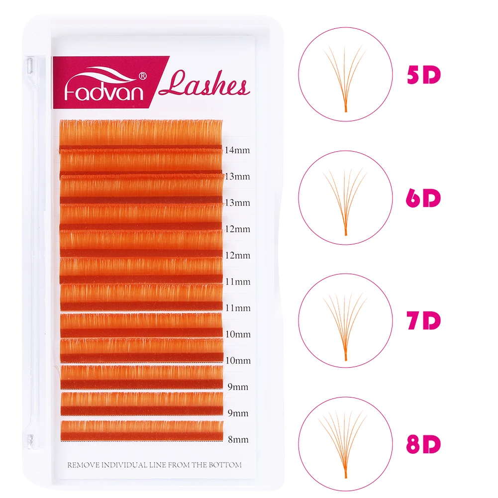 Orange Colored Easy Fan Lashes Russian Volume Lash Extension Makeup Party Club Natural False Eyelash Professional Grafting Tools