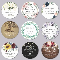 Personalized Customized Wedding Sticker,Waterproof  Round Circle Gift Labels,Thank You Stickers for Bridal Shower Party Favors