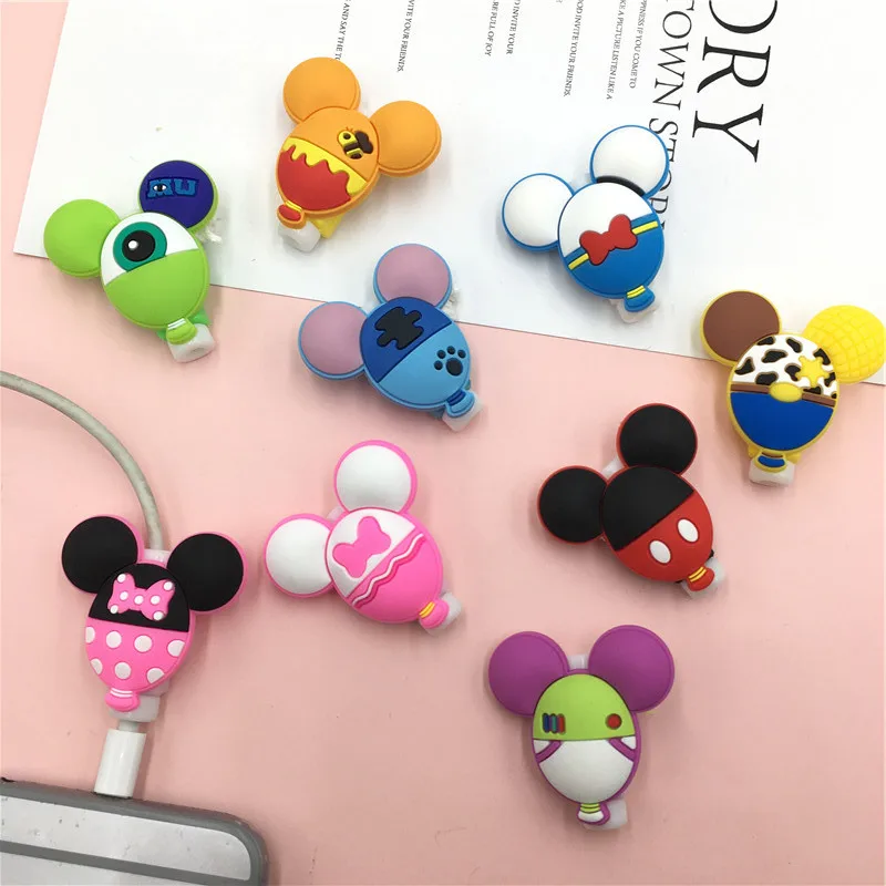 1 sztuk Cartoon Disney telefon kabel USB Protector dla IPhone Samsung Huawei Data Line organizator klip Protetor De Cabo kabel Winder