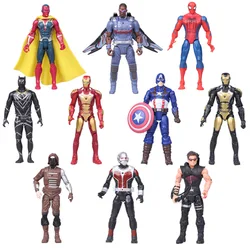 10pcs/set 15cm Marvel Super Heroes Avengers Iron Man Spiderman Falcon Captain America Action Figure Toys Doll for Kid Boy