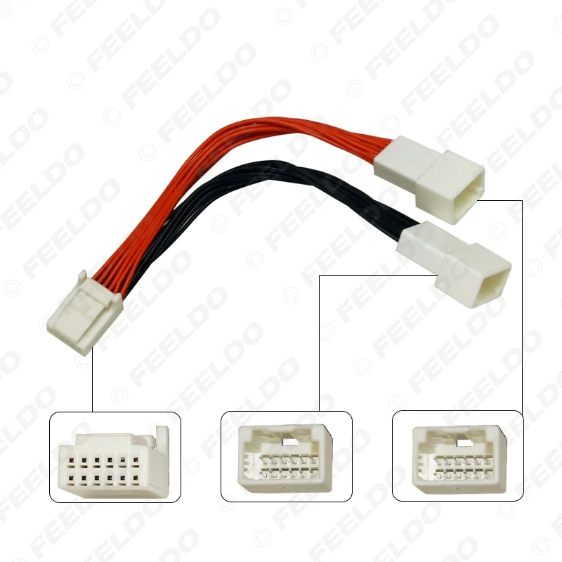 FEELDO Car Audio Radio Harness Cable Splitter 1 to 2 Cable For Toyota Lexus Aux In Interface Adapter