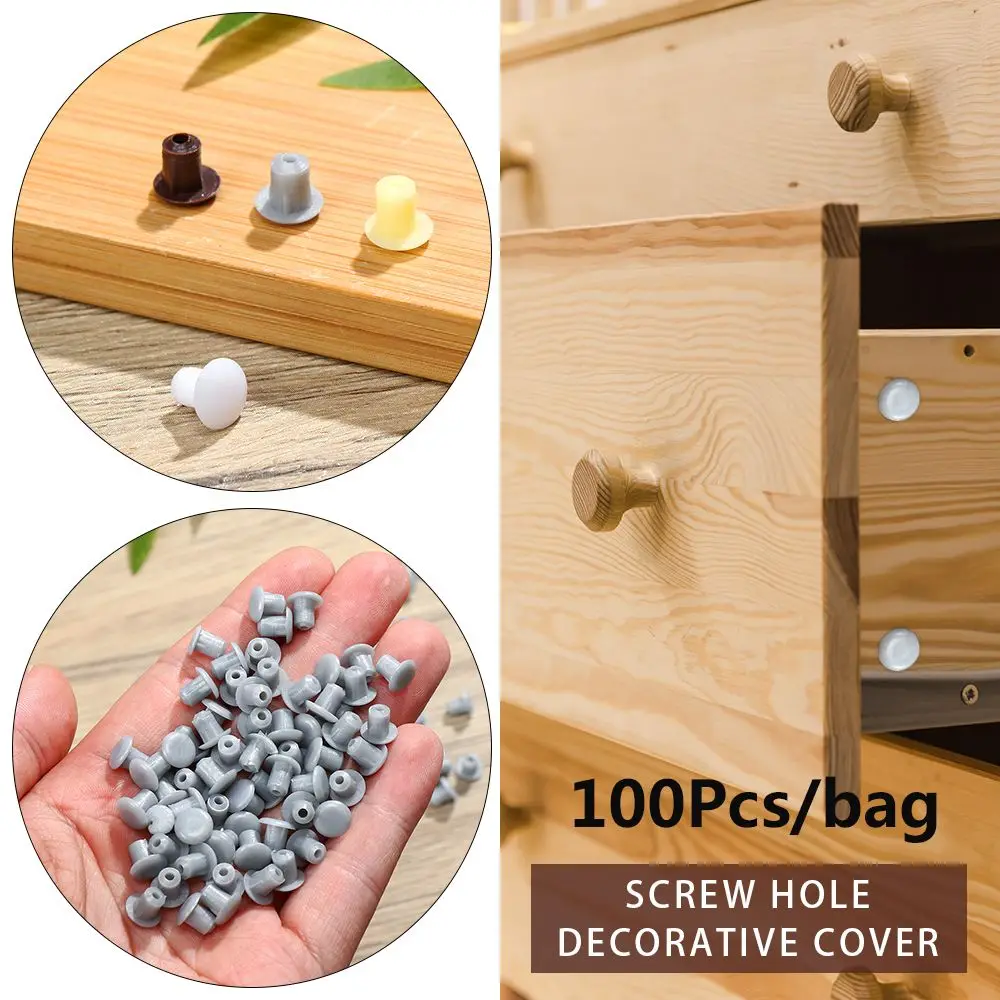 100Pcs Useful Hardware Hole Ornament Drill Hole Plug Protective Cap Screw Decor Furniture Hole Covers Dust Plug Stopper