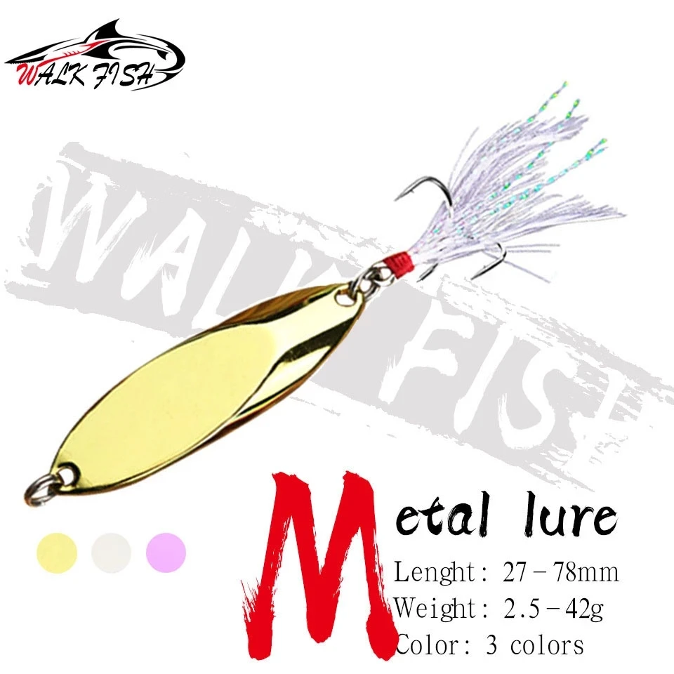 WALK FISH 1PCS Metal Spinner Spoon Lures Trout Fishing Lure Hard Bait Sequins Paillette Artificial Baits Spinnerbait2.5g-42g