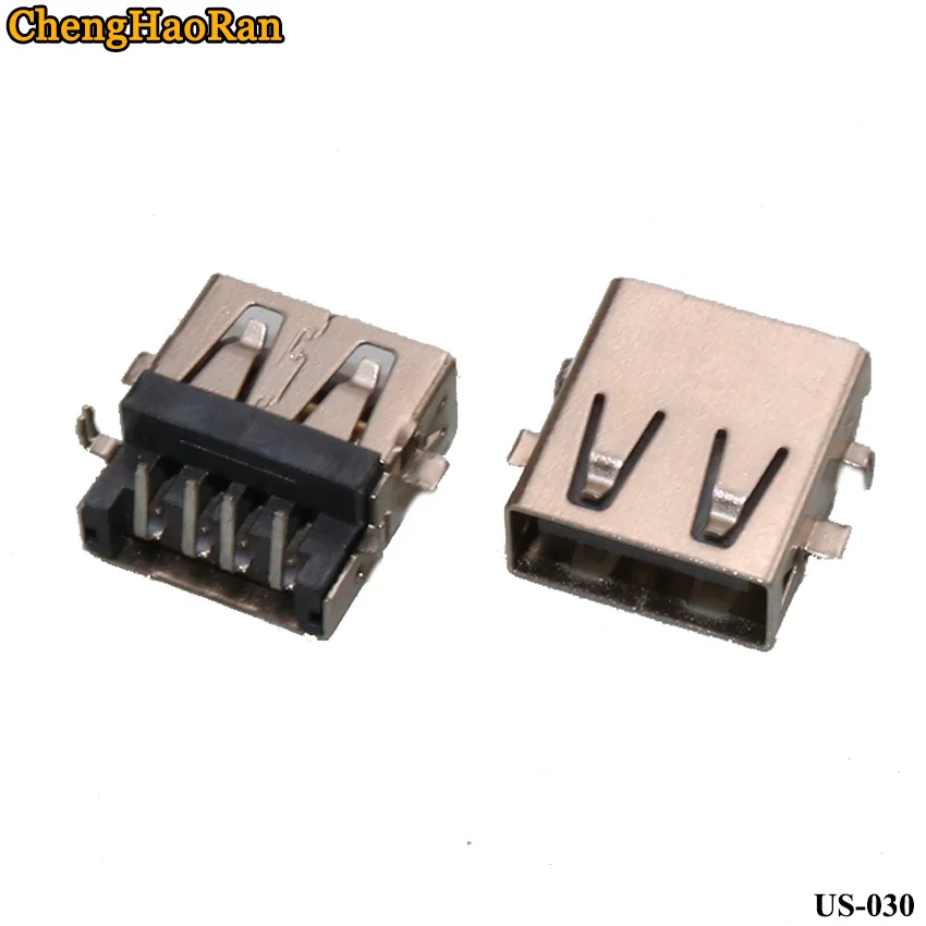 Chenghaoran 1 pces para notebook usb interface usb soquete língua na parte superior do assento fêmea usb 4 pés 90 graus remendo soquete liso