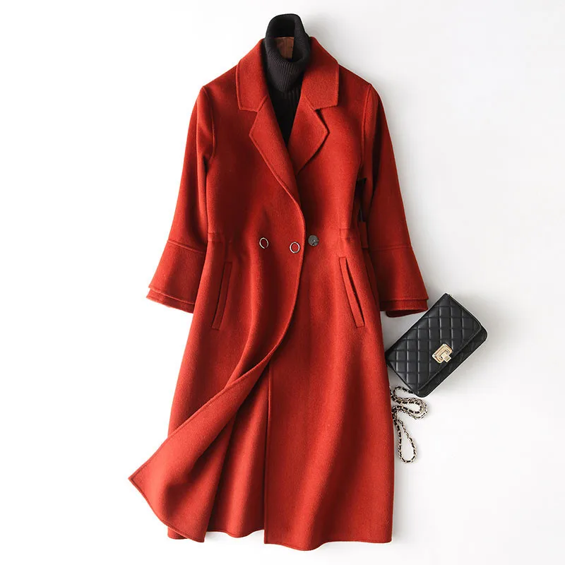 

300% Wool Coat Women 4040 New Autumn Winter Female Jacket Long Women's Cashmere Coats manteau femme hiver 37333 WYQ3397