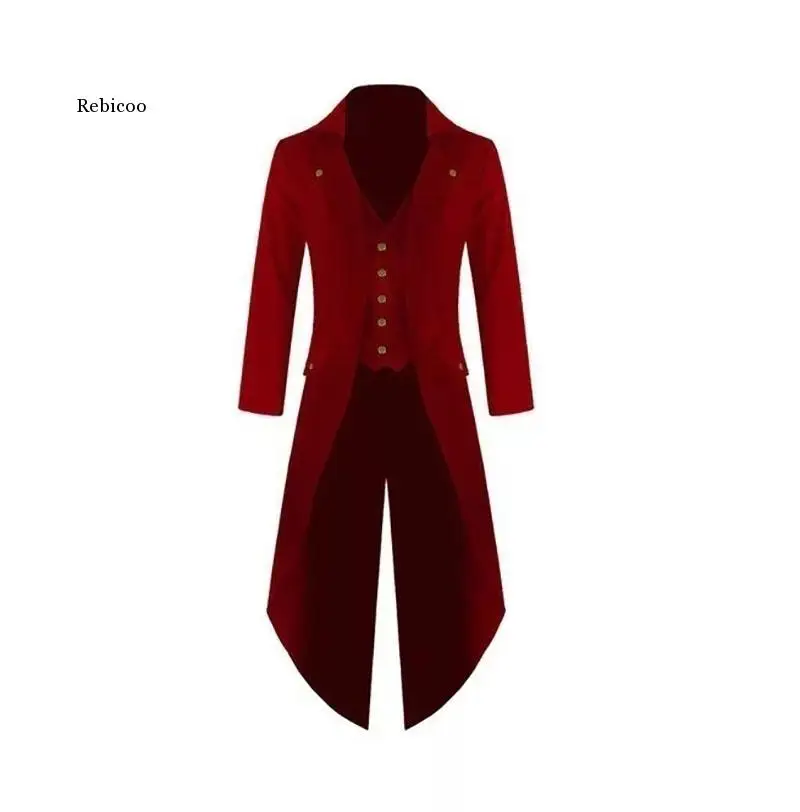 Fantasia vitoriana para homens, roupa preta fashion casaco de trench gótico steampunk para adultos