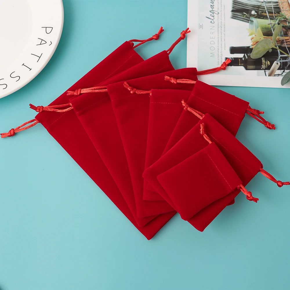 50 Personalized Velvet Pouches Jewelry Packaging Display Drawstring Packing Gift Bags for Christmas Wedding Party Custom Logo