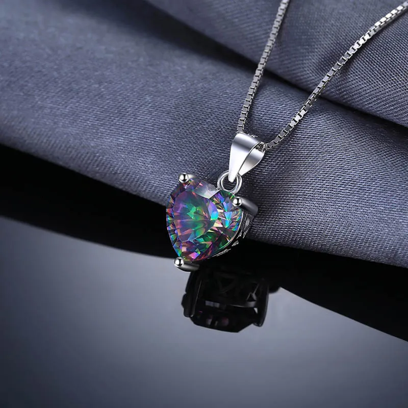 Jellystory Fashion 925 Sterling Silver Necklace with Heart-shaped Topaz Gemstone Pendant for Women Wedding Party Gift Jewellery view 5
