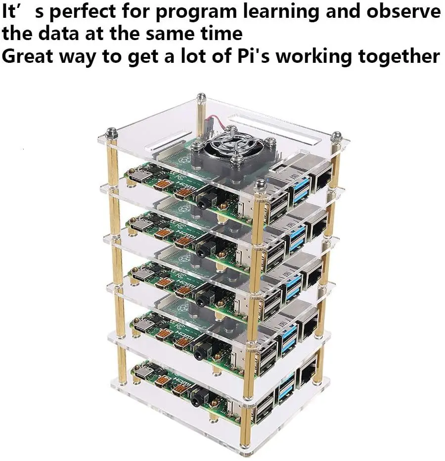 Raspberry Pi 4 B Case, Raspberry Pi 4 B, Estojo de empilhamento com ventoinha e tampa de ventilador, Estojo de empilhamento