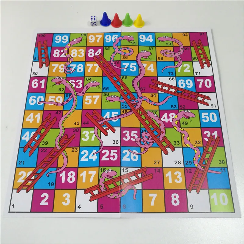 Juego de ajedrez con escalera de serpiente para niños, juego de mesa portátil de papel, divertido, para fiesta familiar, 28CM