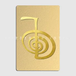 Reiki Healing Cho Ku The Power Symbol Gold Spiritual Elements Metal Plaque Poster Living Room Painting Décor Tin Sign Poster