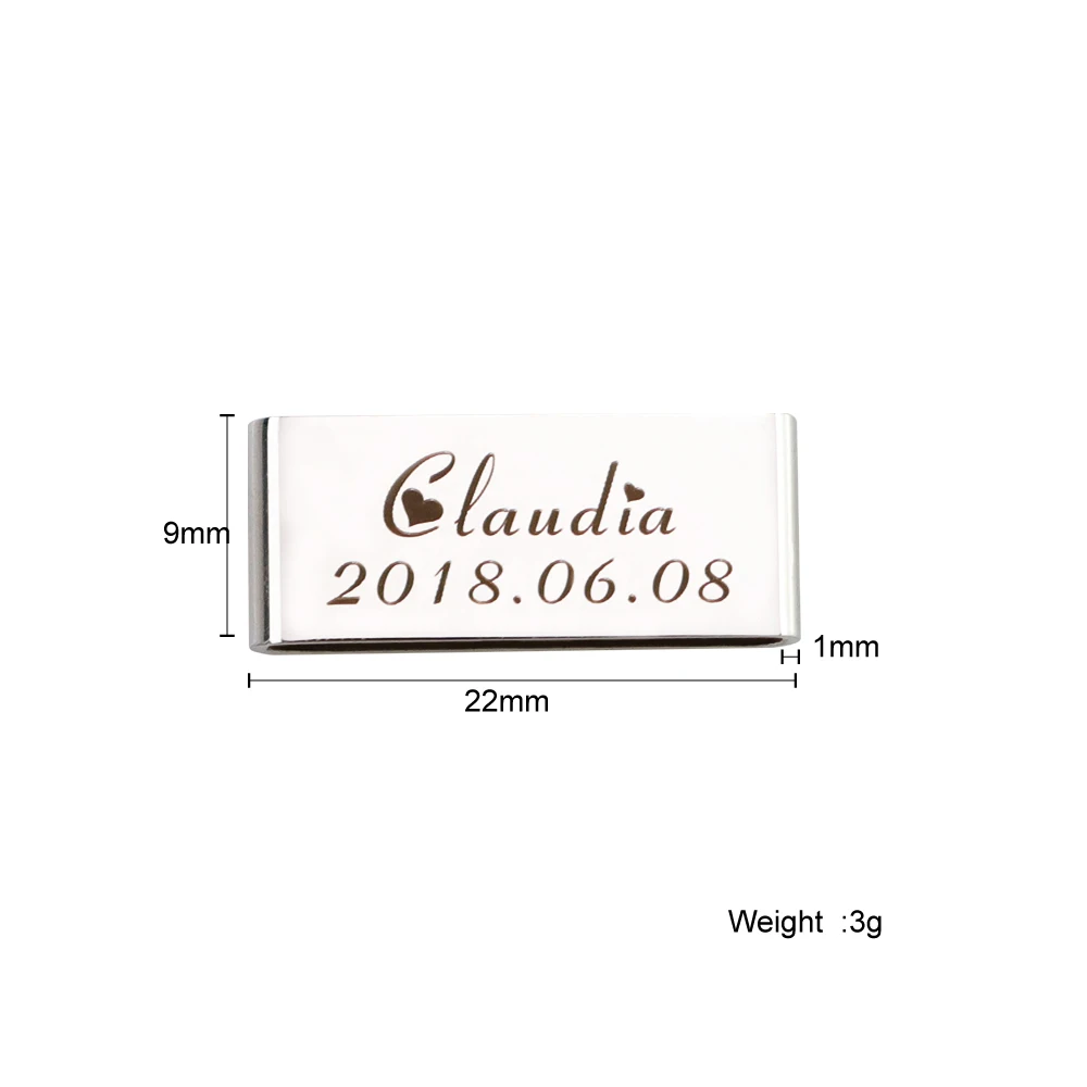 MaiLun 10 Stück gravierbare rechteckige Perlen, 9 x 22 mm, blanko, Edelstahl, rechteckige Perlen, Lochgröße 3 x 20 mm, Armbandperlen, Uhrenperlen – Detail 3