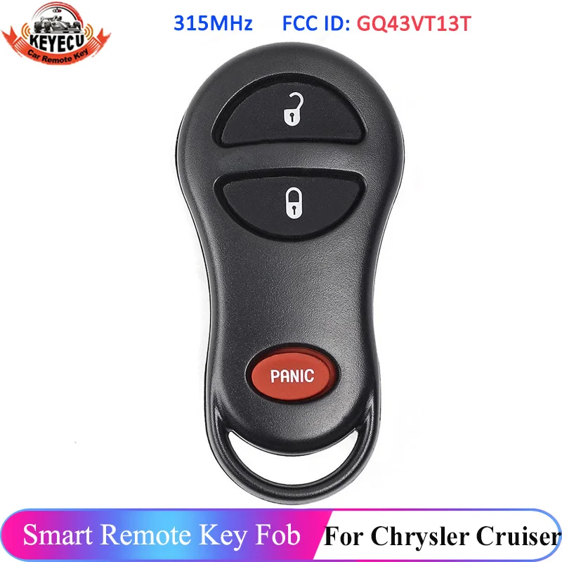 

KEYECU 3 Button FCC ID: GQ43VT13T Keyless Entry 315MHz For Chrysler PT Cruiser 2001 2002 2003 2004 2005 Remote Car Key Fob