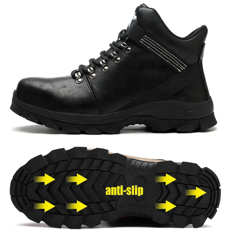 Autumn Work Shoes CE Steel ToeCap Man Anti-Smashing Man Working Safety Boots For Men Black Comfortable Hiking Safety Sport Shoes