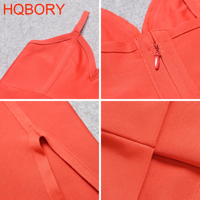 Spaghettibandjes split rood elastisch gebreid 2019 nieuwe sexy dames knielengte bandagejurk