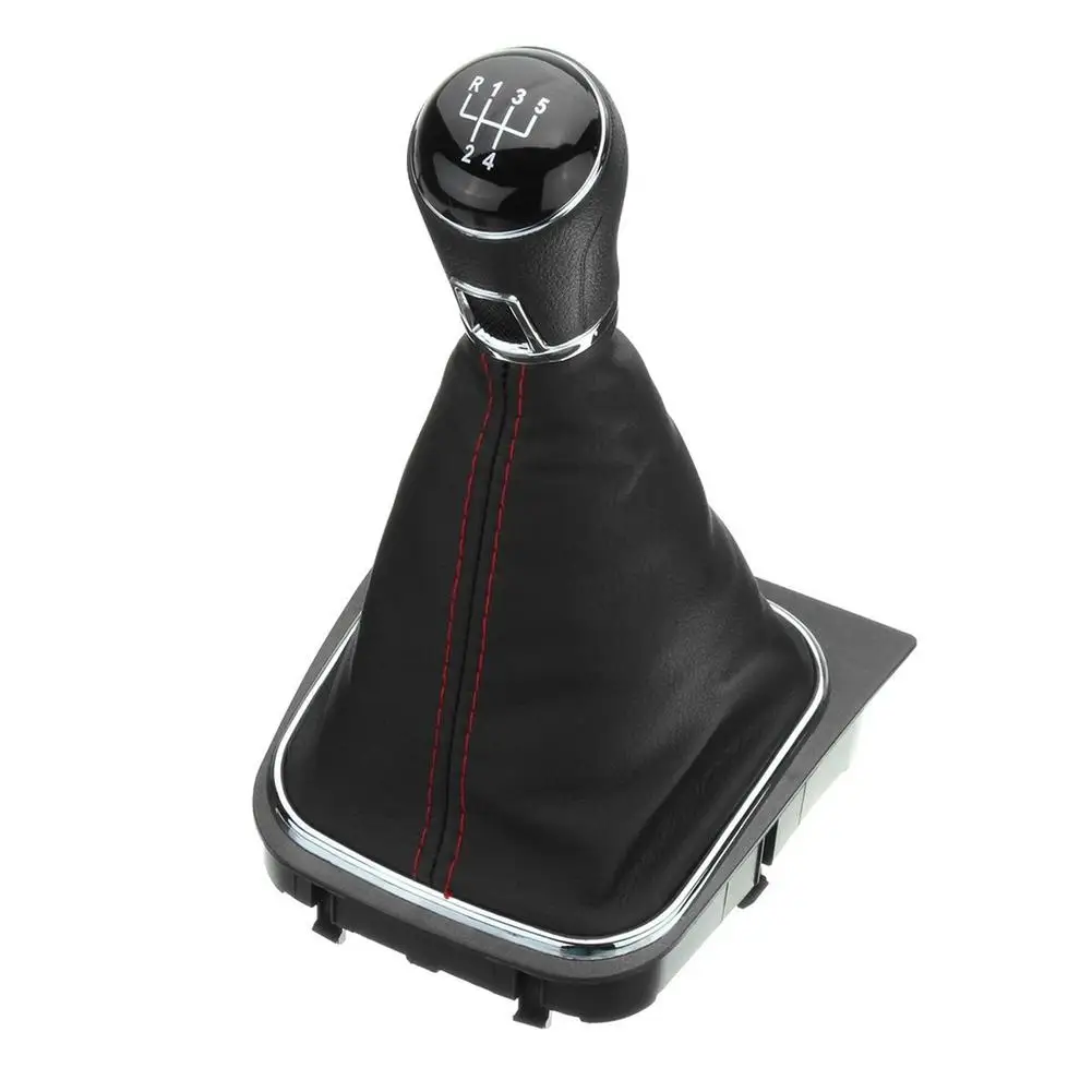 For VW Golf 4 Mk4 1998 1999 2000 2001 2002 2003 2004 2005 2006 5 Speed Gear Lever 23mm Hole Car Shift Knob Leather Boot Red Line