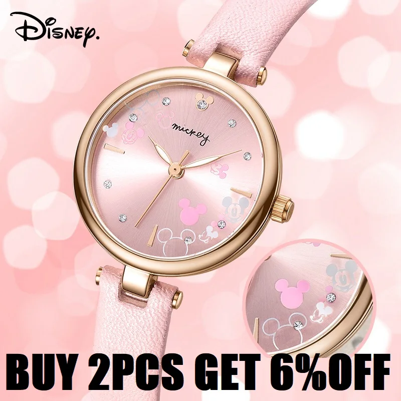 Disney Women Fashion Casual Japan Quartz Wristwatch Rhinstone Scale Micky Mouse Cartoon Lady Youth Girl Female Lovely Cute Clock