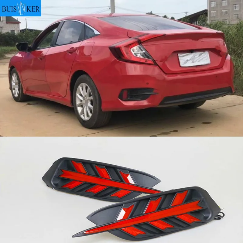 

1Pair For Honda Civic 2016 2017 2018 LED DRL Rear Bumper tail light fog lamp Brake Lights Signal lamp DRL reflector