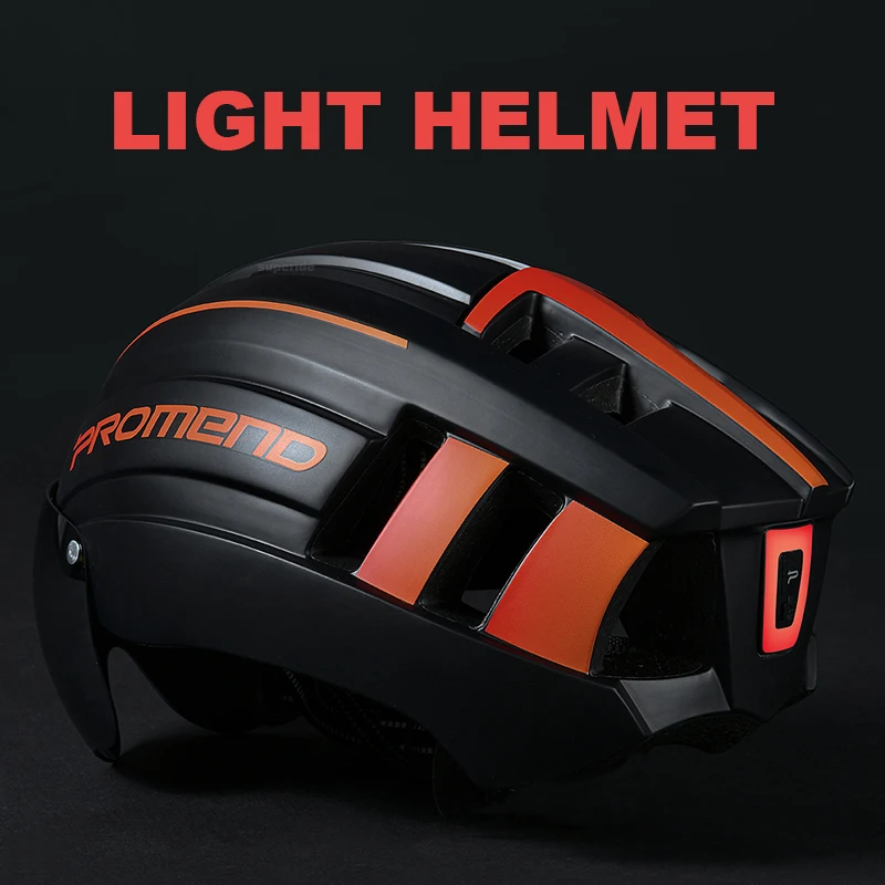 Men Women Racing Cycling Helmet with Goggles & Rearlight Ultralight MTB Bicycle Helmet Outdoor Road Mountain Bike Helmet