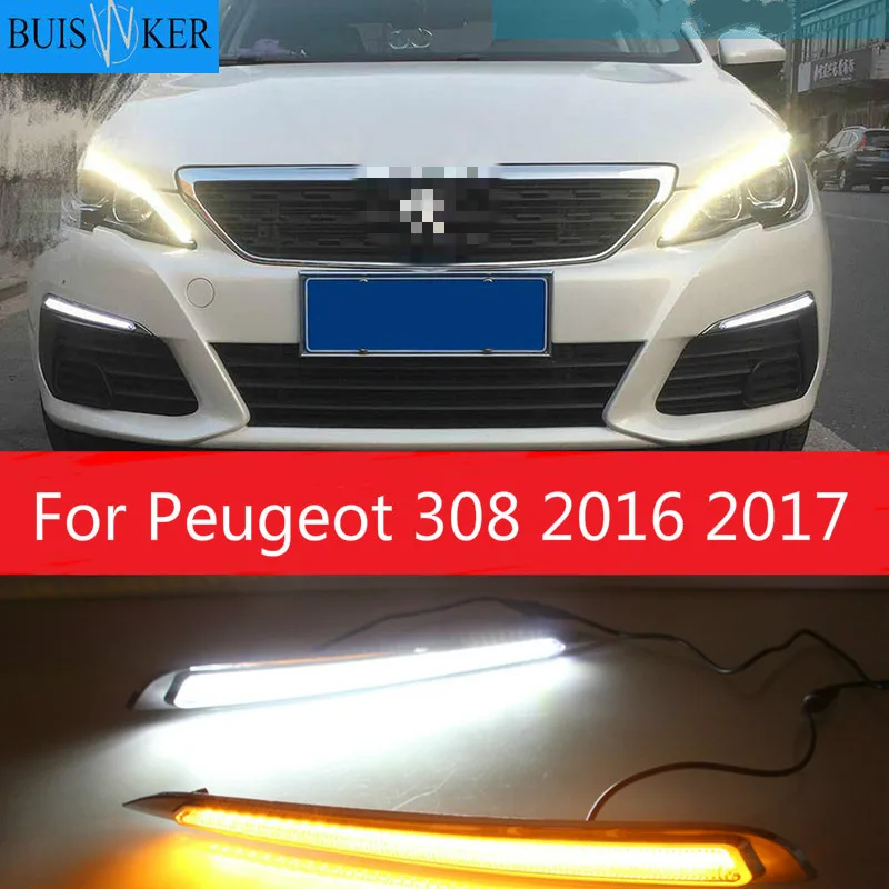 

2Pcs Daylight For Peugeot 308 2016 2017 DRL Daytime Running Lights fog lamp cover headlight 12V Daylight