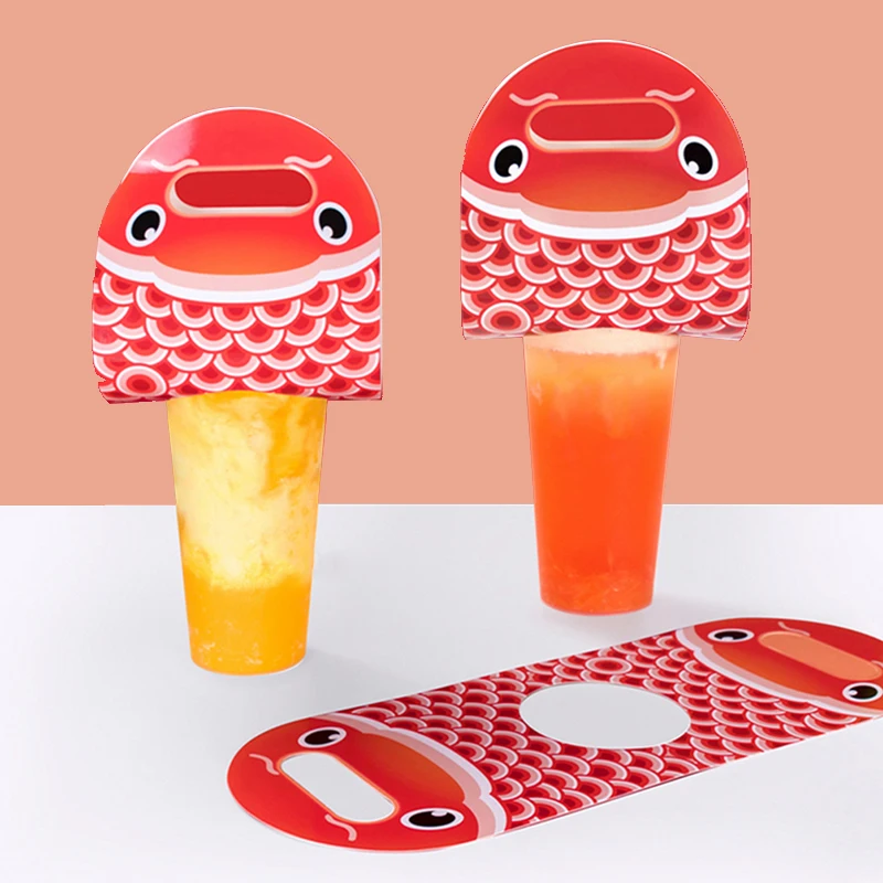 Take-out Cup Holder, Paper Carrier, Carriage, Disposable Milktea Coffee Drinkware, Packaging Tool, One Set for Two Cups Cups