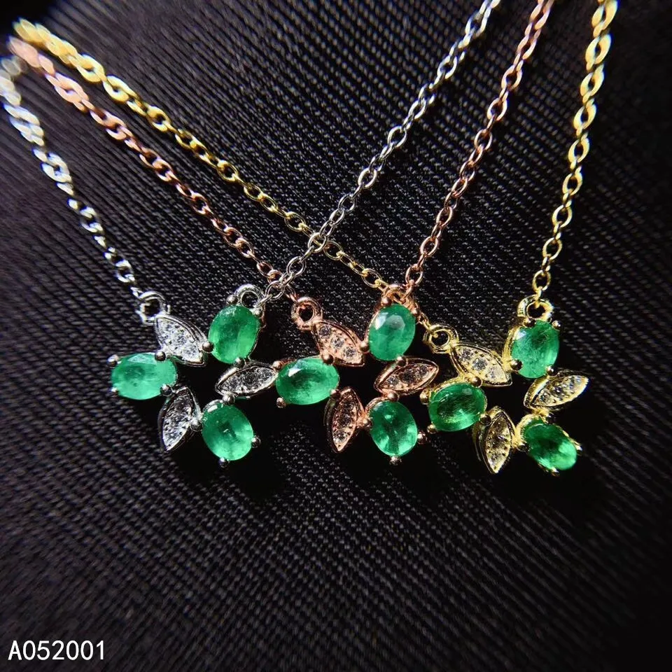 

KJJEAXCMY Fine Jewelry Natural Emerald 925 Sterling Silver New Women Pendant Necklace Chain Support Test Popular Hot Selling