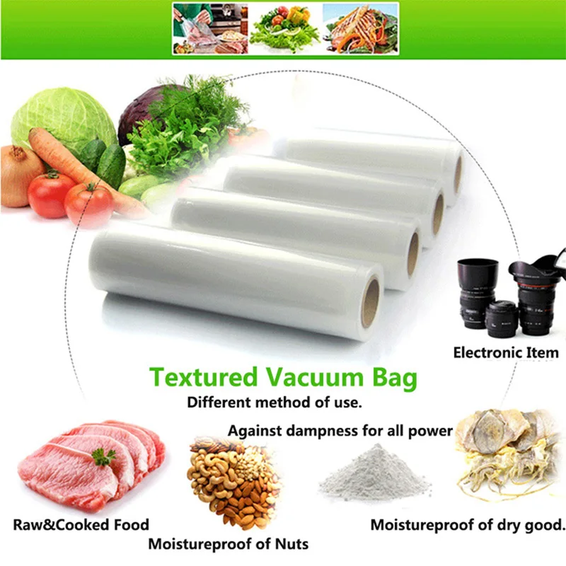 YUMYTH Vakuum Taschen Rollen 5 Rolls/Lot BPA-Freies Sous Vide Lebensmittel Vakuum Versiegelung Verpackung Kunststoff Lagerung Saver taschen