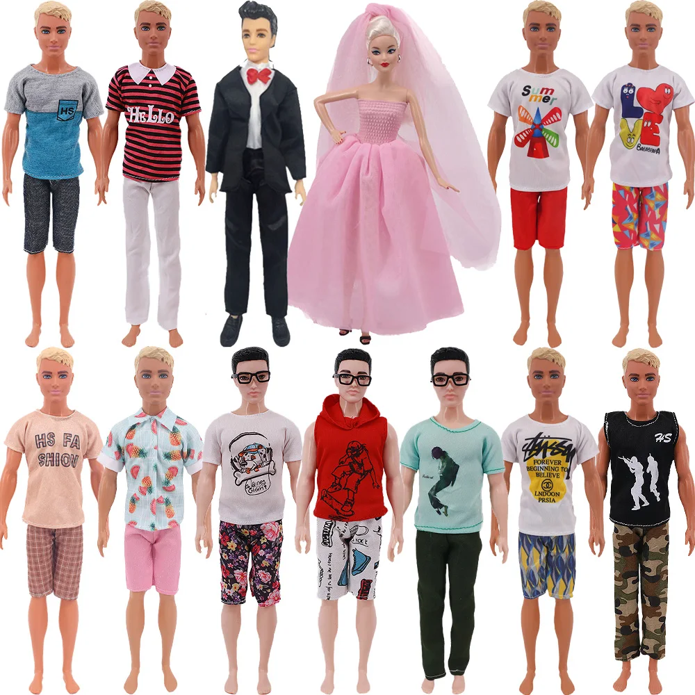 2 Pcs Prince Ken Doll Clothes Fashion Suit Cool Outfit Ken Dolls For Barbiees Boy Children's Holiday Gift Babies Dolls Accessory