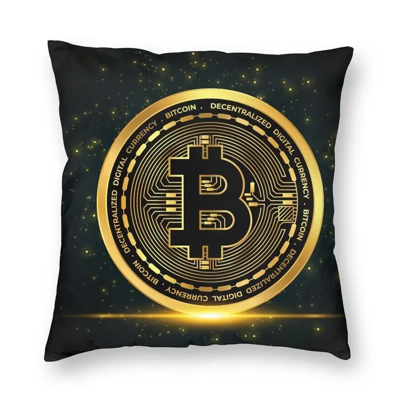 Bitcoin Crypto Cryptocurrency Throw Pillow Cover Home Decorative Custom Square Blockchain Btc Cushion Cover 40x40cm Pillowcover