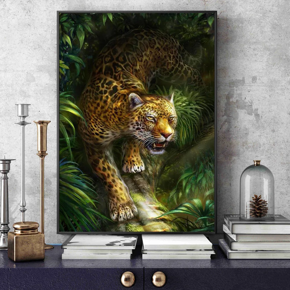 Big Cats Wild Animals Poster And Prints Lion Tiger Beast Painting On The Canvas Wall Art Mural Pictures For Living Room Decor