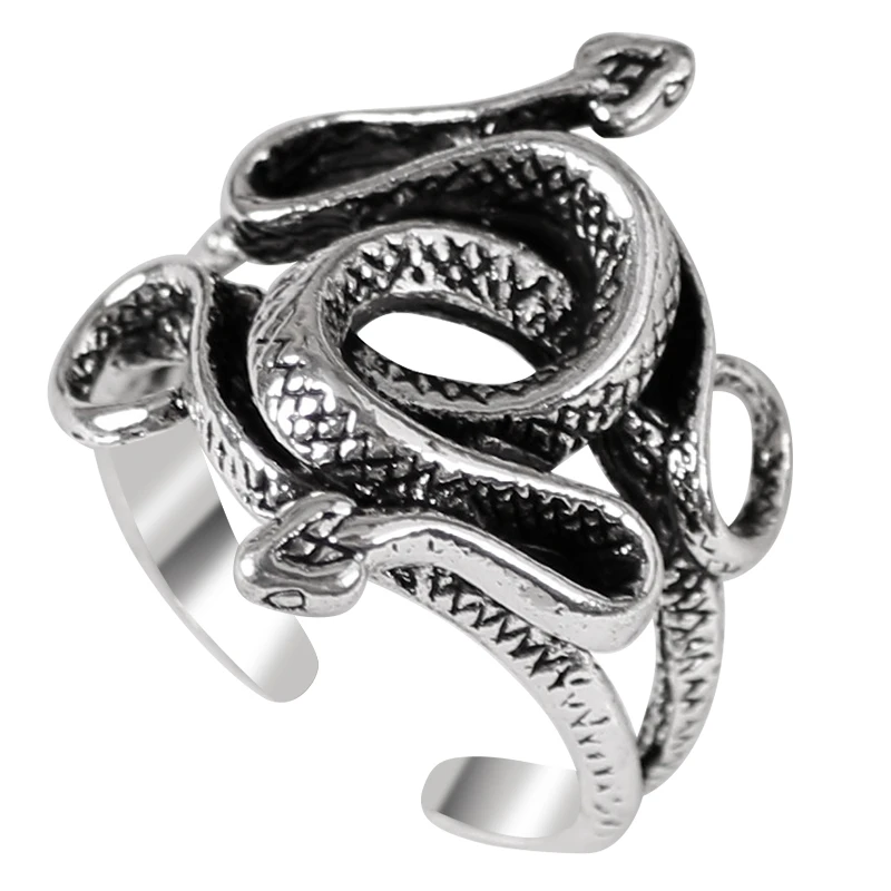 Fashion Retro Trend Double-headed Snake Men's Jewelry Punk Ring Nightclub Trendy Men And Women Temperament Index Finger Rings