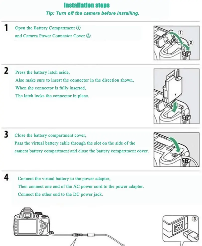 Gonine EP-5A تيار مستمر مقرنة استبدال نيكون EL-14/EL-14A شاحن بطارية مع 4.0*17 مللي متر تيار مستمر تلميح للكاميرا نيكون D5500 Coolpix D7800